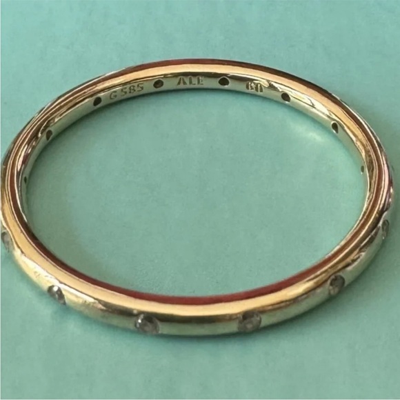 PANDORA 14K GOLD DROPLETS RING 150178CZ BOX RETIRED SZ 6/(9.25) - Picture 2 of 7